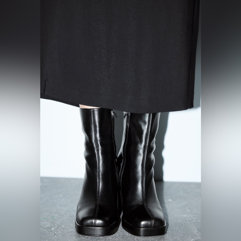 Zara Platform Specification Leather High Heel Ankle Boots Size 41 US 10 - Picture 13 of 13